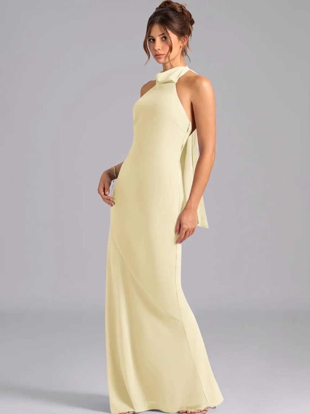 Azazie halter yellow dress